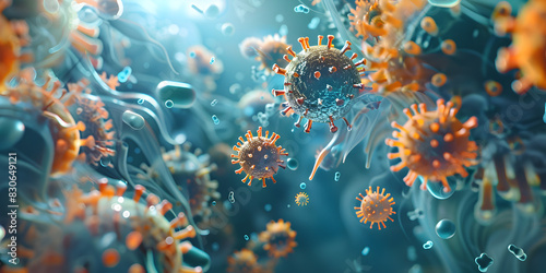 Coronavirus outbreak and coronaviruses influenza,Microscopic Warfare Viral Invasion in Minimalist Symphony Concept Viral Invasion Microscopic Warfare Minimalist Symphony