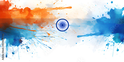 Patriotic Watercolor Art.Abstract Indian Flag Background for Independence Day