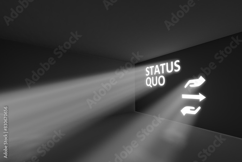 STATUS QUO rays volume light concept 3d illustration