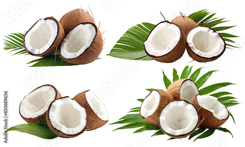Set of delicious coconuts, cut out
