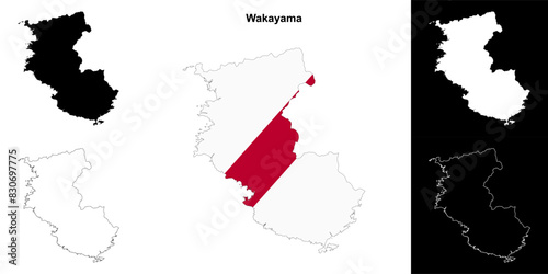 Wakayama prefecture outline map set