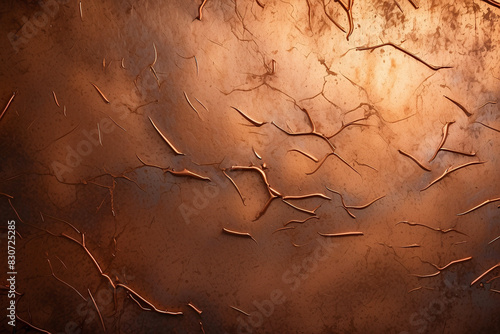 An image capturing a detailed, cracked earth pattern with warm, glowing orange and red hues