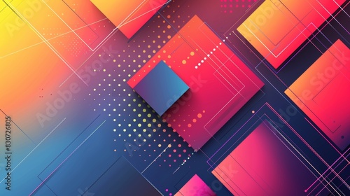 An abstract background with geometric shapes and vibrant colors. 