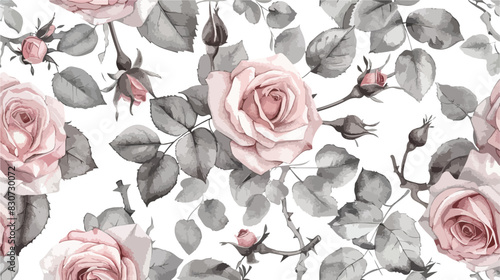 Watercolor seamless pattern repeating floral background