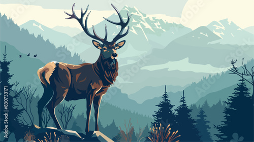 Wild Deer Vector Illustration EPS vector style vector
