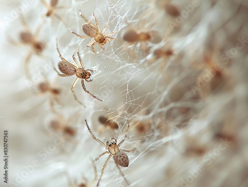 Vibrant Spiderlings in a Whimsical Web