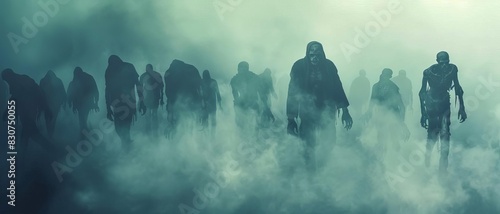 An army of the undead marches through the fog