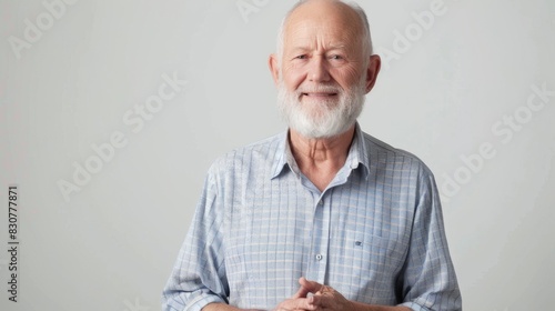 The elderly man in a casual outfit