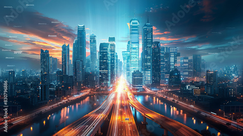 Technology city panorama modernization, modern city