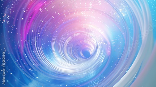White Galaxy Surrounded by Vibrant Metaphysical Lines in a Circular Composition, 8K Resolution, Hypercolorful Dreamscapes with Circuitry, Sky-Blue and Violet Tones