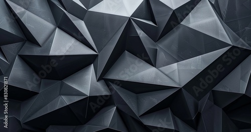 Black abstract background with geometric shapes.