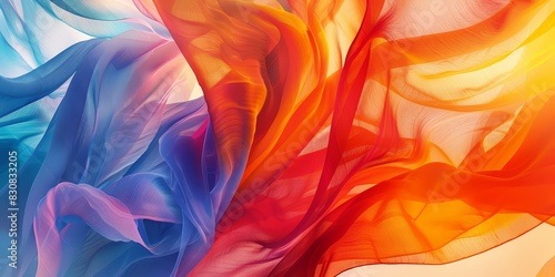 Stunning abstract scarf with vibrant colors, perfect for winter fashion campaigns.