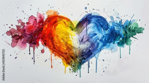 Vibrant Watercolor Heart Illustration Celebrating Pride Month - Love Overcomes All Obstacles