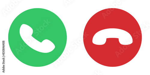 Accept decline phone call button isolated on white and transparent background. green red phone call button vector illustration
