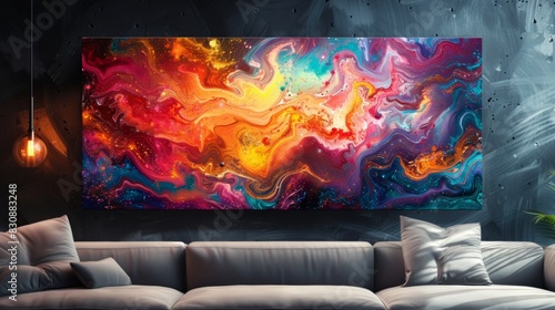 Into a world of abstract art, where the walls are alive with vibrant colors and intricate designs. Let your mind wander and create your own masterpiece against this dynamic and ever-changing backgroun