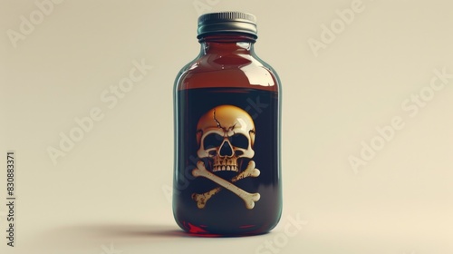 A bottle with a skull and bones design. Perfect for Halloween decorations