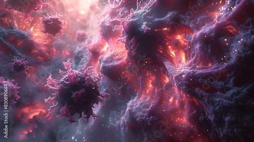 Fiery Cosmic Eruption in Vibrant Galactic Vortex
