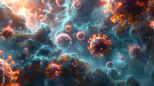 Microscopic Viral Spread A Surreal Pandemic