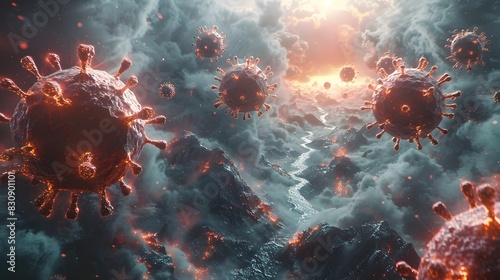 Microscopic Viral Structures in Chaotic Apocalyptic Environment