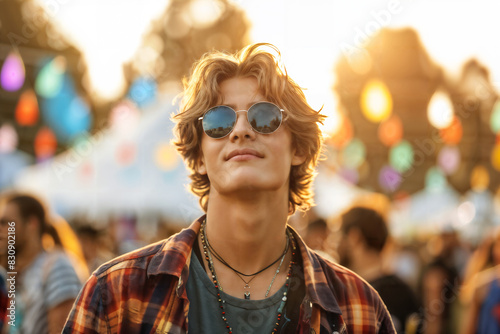 Confident Young Man at Outdoor Festival