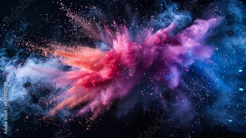 A swirling nebula of gas and dust paints a colorful backdrop in the vast expanse of space