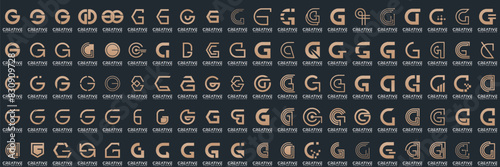 Mega logo collection, Abstract letter G logo design. icons for business of luxury, elegant, simple