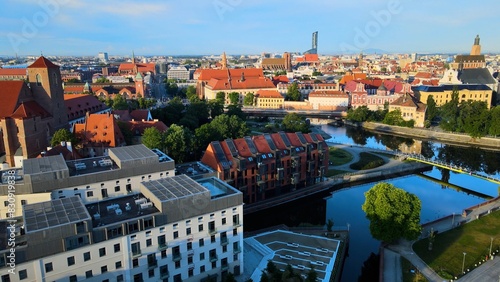 city Europe beautiful top view aerial photography of Wroclaw Poland