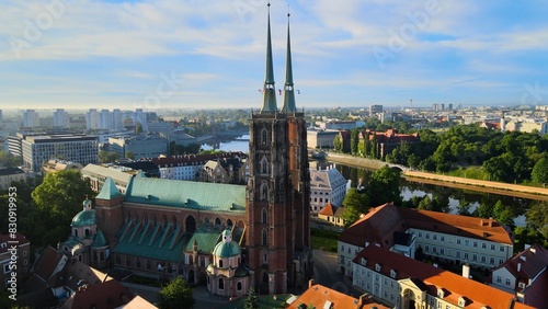 city Europe beautiful top view aerial photography of Wroclaw Poland