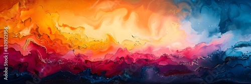 Tumultuous Celestial Splendor Dramatic Swirling Clouds in Vibrant Abstract Landscape Sunset or Sunrise Scene