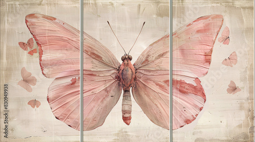 The three-panel image features butterflies on a seamless backdrop.
