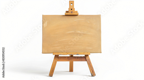 Wooden easel with board isolated on white. 