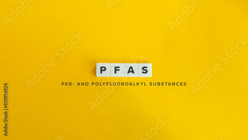 PFAS, Per- and polyfluoroalkyl substances, also known as Forever Substances. Text on Block Letter Tiles and Icon on Flat Background. Minimalist Aesthetics.