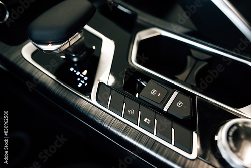 Automatic transmission gearshift stick, Closeup a manual shift of modern car gear shifter