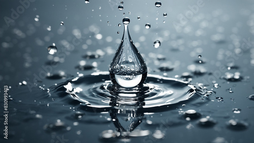 A drop of water is suspended in mid-