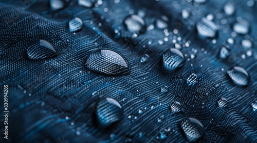 On the surface of the waterproof fabric you can see pearl-shaped water drops, which effectively show the hydrophobic properties of the material.