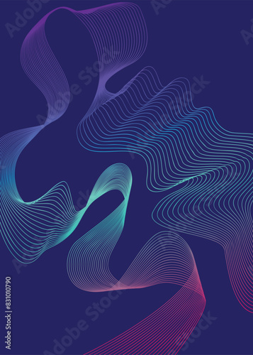 Vertical Vibrant gradient wave line background vector. Abstract trendy modern design wallpaper for music poster, covers, Brochures, flyers, Presentations,Poster, Banners. Vector illustration.