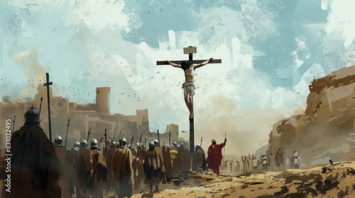 Jesus Christ at Calvary. Digital painting