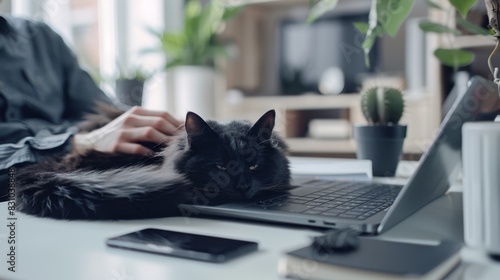 The Black Cat on Laptop