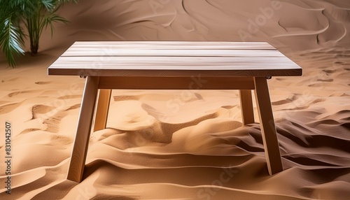 Backdrop e mesa com areia do deserto