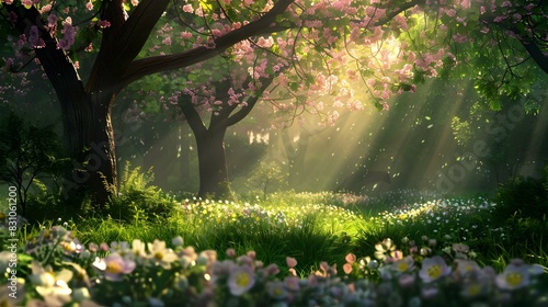 forest meadow blooming tree pic