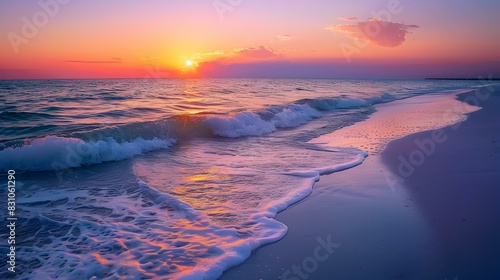 sunset coastline white sand img