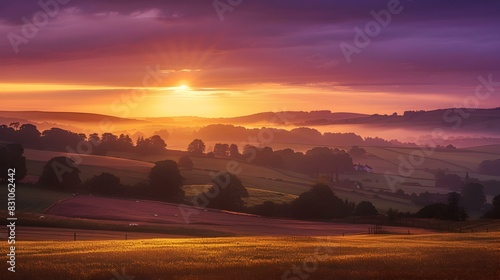 golden sunset the countryside pic
