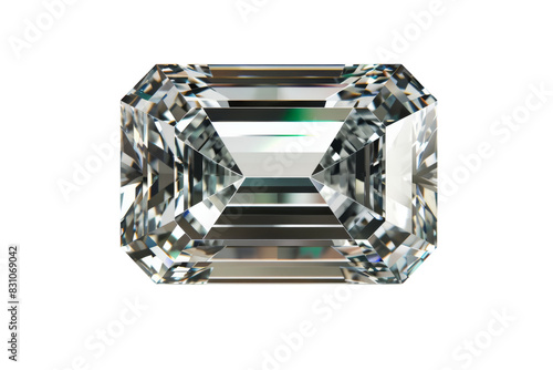 Sparkling Emerald Cut Diamond Isolated on Transparent Background