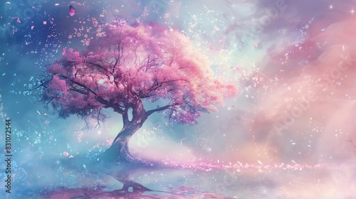 delicate pastel fantasy tree whimsical nature concept art