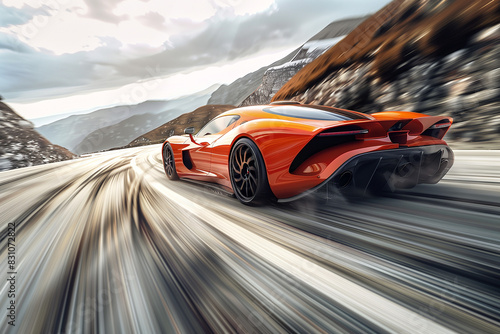 High speed super car overtaking, utilizing rear curtain sync for dynamic motion effect.