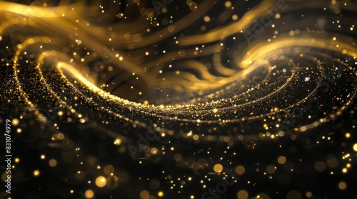 elegant golden swirls and particles on black premium abstract motion background