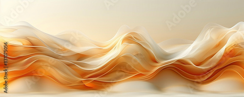 A luxury light golden wavy background with organic fluid shapes, wallpaper, backdrop, illustration