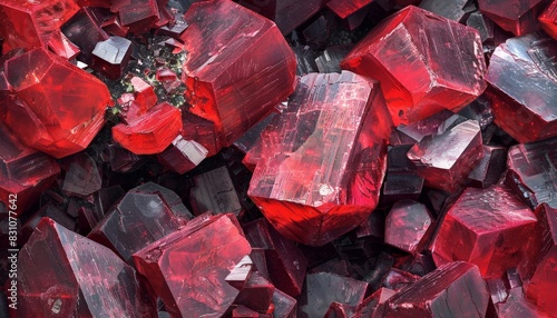 Red crystals background. Red mineral texture.