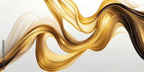 abstract luminous gold black gradient wave on plain white background banner design