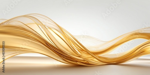 abstract luminous gold wave on plain white background banner design